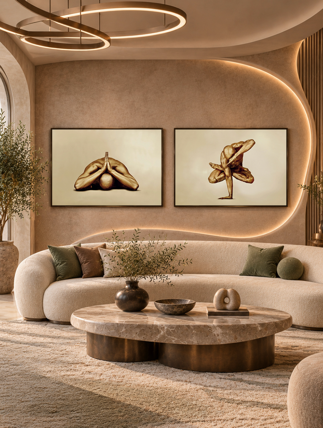 Golden Dome & Rising Above Gratitude Pair – Set of 2 Gold Yoga Wall Art Prints