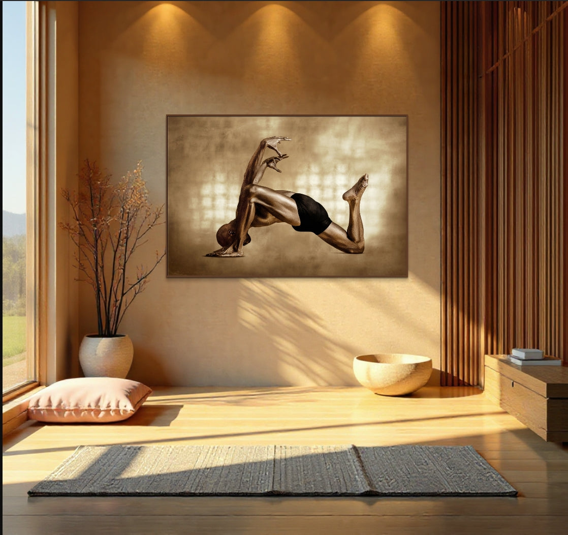 Golden Bull Pose – Powerful Yoga Wall Art (3 tones)