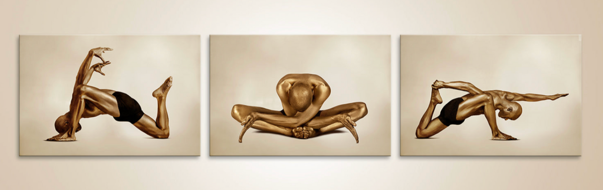 triptych yoga painted in gold by zack zublena