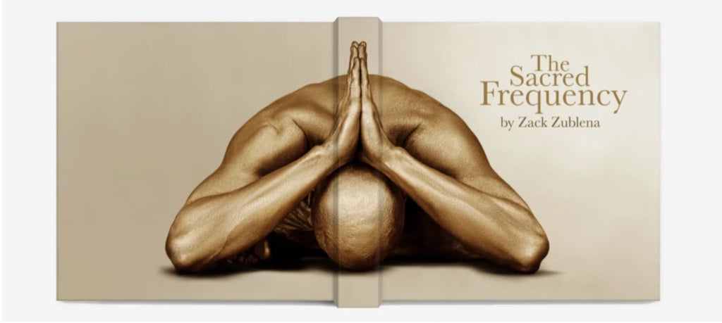 The Sacred Frequency of Gold luxury art coffee table book cover by artist Zack Zublena