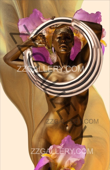 Golden Petals of Light – Contemporary Feminine Gold Art by Zack Zublena