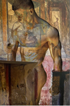 The Philosopher – Golden Masculine Nude with Fresco Texture | Italian Renaissance Series