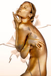White Orchid Gold Nude Wall Art — Minimalist Spa Fine Art Print