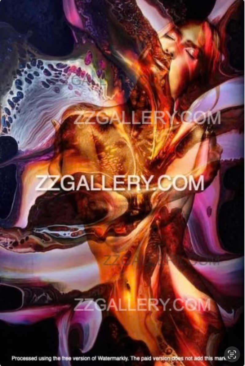 Abstract gold nude surreal fine art photography with vibrant colors