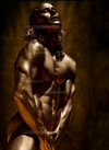 Gay erotic golden male nude fine art photography print – muscular homoerotic wall art
