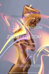 Surreal gold-painted female figure bathed in iridescent swirling light, Dreaming in Color series