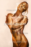 Golden nude woman with feather overlay – luxury feminine wall art