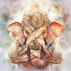 Golden-painted Ganesha deity merged with spiritual yoga nude body – sacred wall art