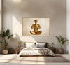 Golden-painted woman in a serene meditation pose with hands pressed together in prayer, captured in Zack Zublena’s fine art photography. Perfect for spiritual wall art, yoga studio decor, or luxury home interiors.