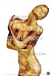 Luxury gold fine art nude photography print with golden texture body design – collectible wall art