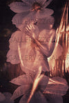 Surreal golden nude with floral overlay fine art photography wall decor