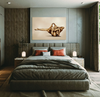 Golden entwined female nudes in acrobatic yoga-inspired pose by Zack Zublena, contemporary fine art photography, luxury gold-painted body wall art symbolizing unity, balance, and sacred feminine energy.