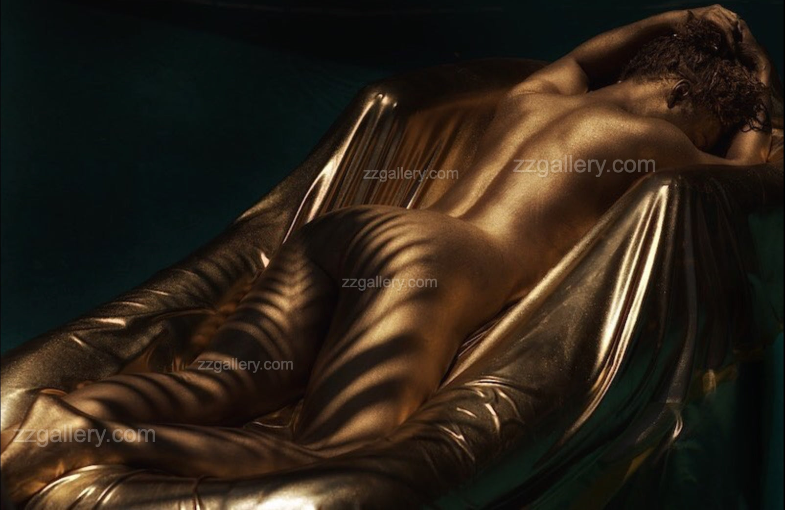 Golden Female figure Reclining – Luxury Fine Art Photography by Zack Zublena