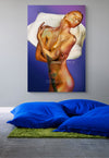 Golden female nude with white lily by Zack Zublena, contemporary fine art photography, luxury gold-painted body wall art celebrating divine feminine beauty and sensual awakening.