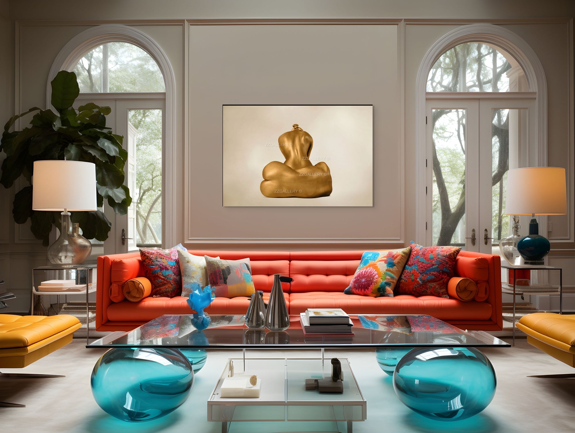 Golden-painted female back captured in a sculptural pose, symbolizing elegance, strength, and divine feminine energy in contemporary fine art photography by Zack Zublena.