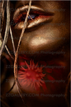 Golden lips with red flower – luxury fine art wall decor for spa, beauty salon, and wellness interiors