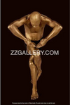 Golden male nude yoga balance meditation pose fine art photography on dark background wall art print