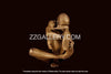 Golden-painted male figure in a sculptural seated pose with arms and legs intertwined, fine art wall decor for meditation rooms, luxury interiors, and collectors.