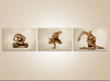 Golden male nude triptych in yoga poses, erotic fine art photography for gay collectors and luxury interior design