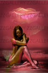 Golden nude woman with rose – luxury fine art wall decor for spas, beauty salons, and wellness centers