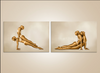 Golden nude yoga duo wall art – luxury fine art photography diptych for modern interiors and wellness spaces.