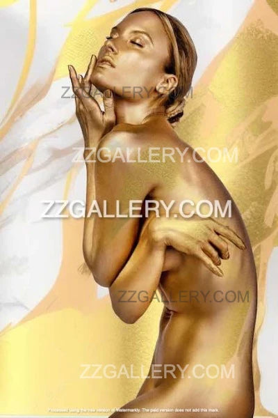Golden-painted female in Renaissance Italian style – luxury gold fine art wall decor.