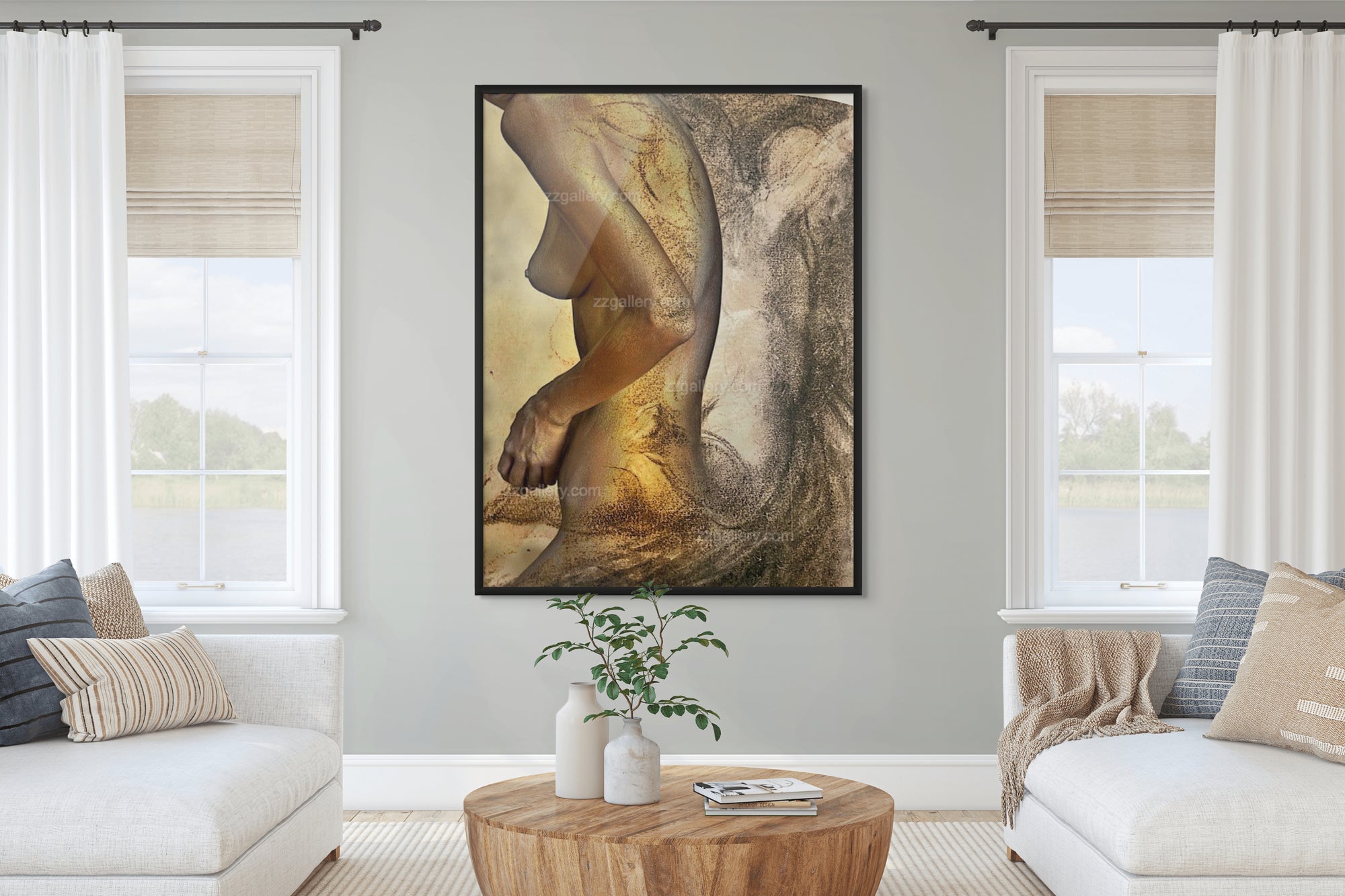 Golden Reverence – Italian Renaissance inspired gold figure wall art by Zack Zublena, fine art photography with ochre textures.