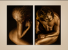Golden sensual couple diptych fine art photography – sacred nude man and woman painted in gold by Zack Zublena.