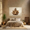 Golden-painted couple in a sacred nude embrace, fine art photography by Zack Zublena symbolizing divine union, intimacy, and the balance of masculine and feminine energy.