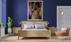 Golden-painted silhouette artwork with vibrant butterflies and a colorful background, contemporary fine art print for modern interiors.
