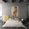 Golden silhouette fine art portrait with shimmering gold-painted skin, featuring an elegant hand gesture across the shoulder — luxurious contemporary wall art by Zack Zublena.