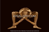Golden nude squat yoga pose fine art photography on dark background – luxury gold wall art for meditation, wellness studios, and modern interiors