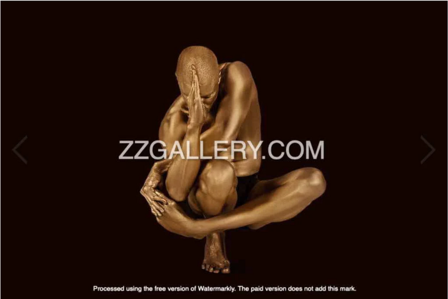 Golden nude yoga balance pose fine art photography – luxury gold wall art for meditation, wellness, spas, and modern interiors