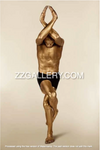 Golden nude standing yoga pose fine art photography – luxury gold wall art for meditation, wellness studios, spas, and modern interiors