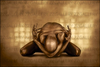 Golden yoga pose fine art photography with textured gold background – luxury wall art for meditation, wellness spaces, and modern interiors