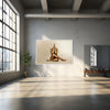 Golden nude yoga wall art by Zack Zublena featuring a figure in a meditative seated pose with hands pressed in prayer, fine art photography for luxury interiors, wellness spaces, and modern studios.