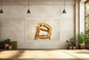 Golden-painted couple forming a yoga wheel pose, symbolic fine art photography celebrating balance, unity, and spiritual connection — luxury wall art for wellness spaces, yoga studios, and contemporary interiors.