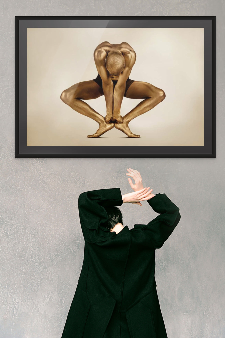 GOLDEN YOGI SQUAT WALL ART – LUXURY FINE ART PHOTOGRAPHY PRINT 