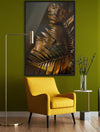 Golden-painted nude woman with fern shadows – Jungle Goddess fine art print by Zack Zublena