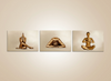 Golden female nude in yoga meditation poses triptych, luxury fine art print for spas, wellness resorts, collectors, and LGBTQ interiors