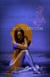 Virgin Mary Annunciation fine art in blue background by Zack Zublena – golden-painted Mother Mary with Archangel Gabriel, spiritual contemporary art inspired by The Chosen.