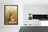 Golden pineapple fine art photograph by Zack Zublena, displayed in a modern white kitchen, blending playful luxury with culinary-inspired wall décor.