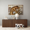 Golden-painted nude woman intertwined with a serpent, evoking sacred feminine power and Renaissance-inspired symbolism. Fine art wall decor by Zack Zublena, blending mythology, spirituality, and contemporary luxury.