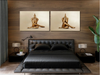 Set of 2 golden nude women prayer pose wall art for luxury bedroom, spa, yoga studio, and meditation decor.