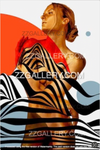 Luxury fine art photography of a gold-painted nude with zebra body art pattern
