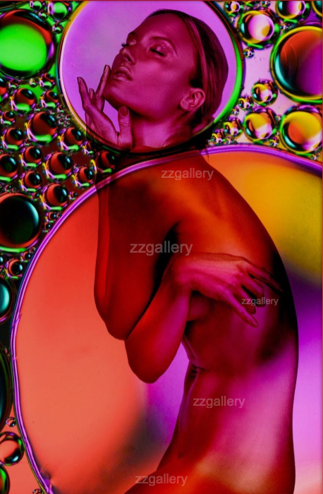 Psychedelic Neon Nude – Iridescent Bubbles Fine Art Photography