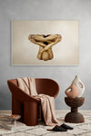 Golden-painted nude figure folded into a meditative pose with crossed arms and legs, part of Zack Zublena’s Vacuum State fine art photography collection.