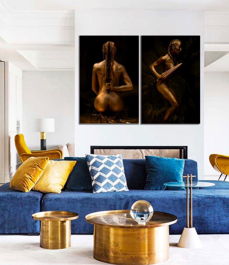 SET of 2 Earth Goddess Warrior back & side