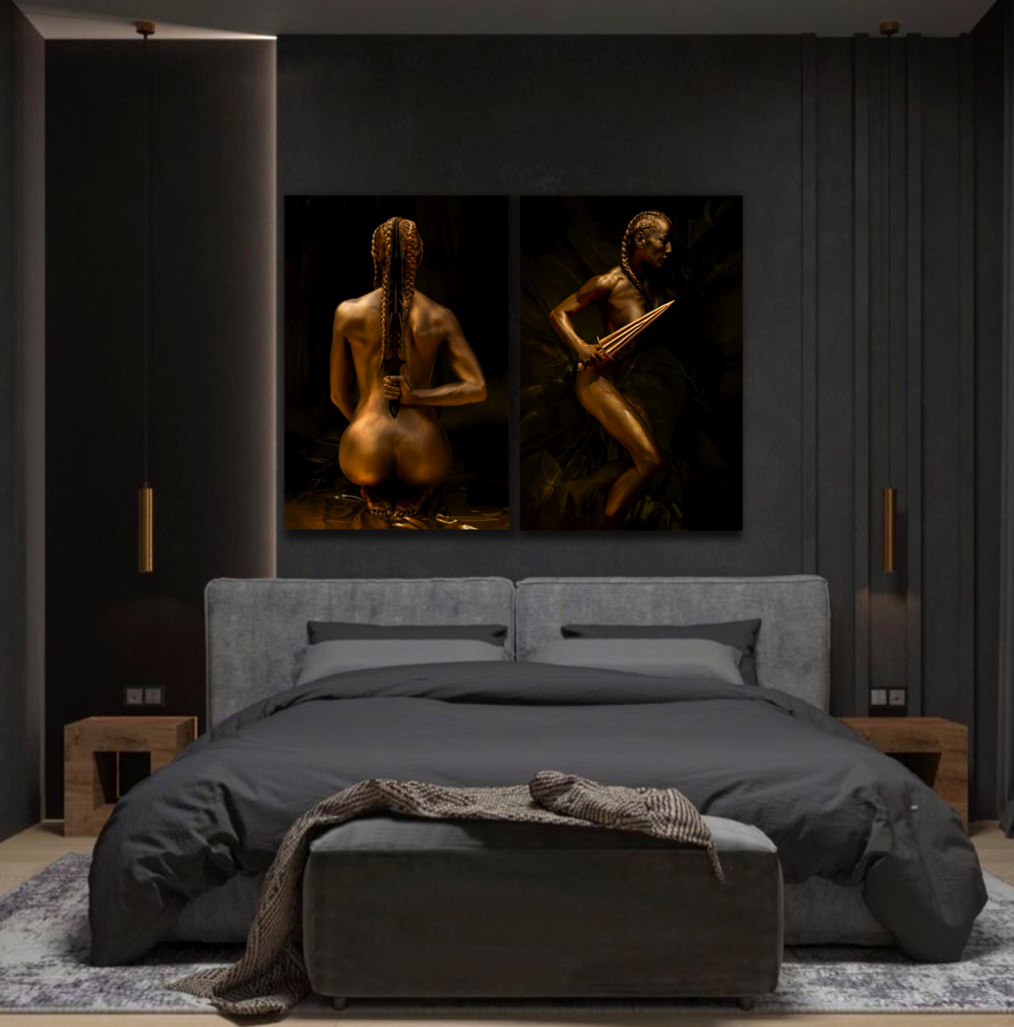 SET of 2 Earth Goddess Warrior back & side