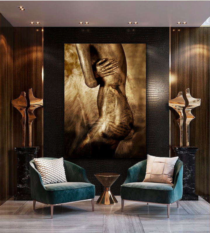 Lioness Fusion – Golden Nude Feline Fine Art Photography by Zack Zublena